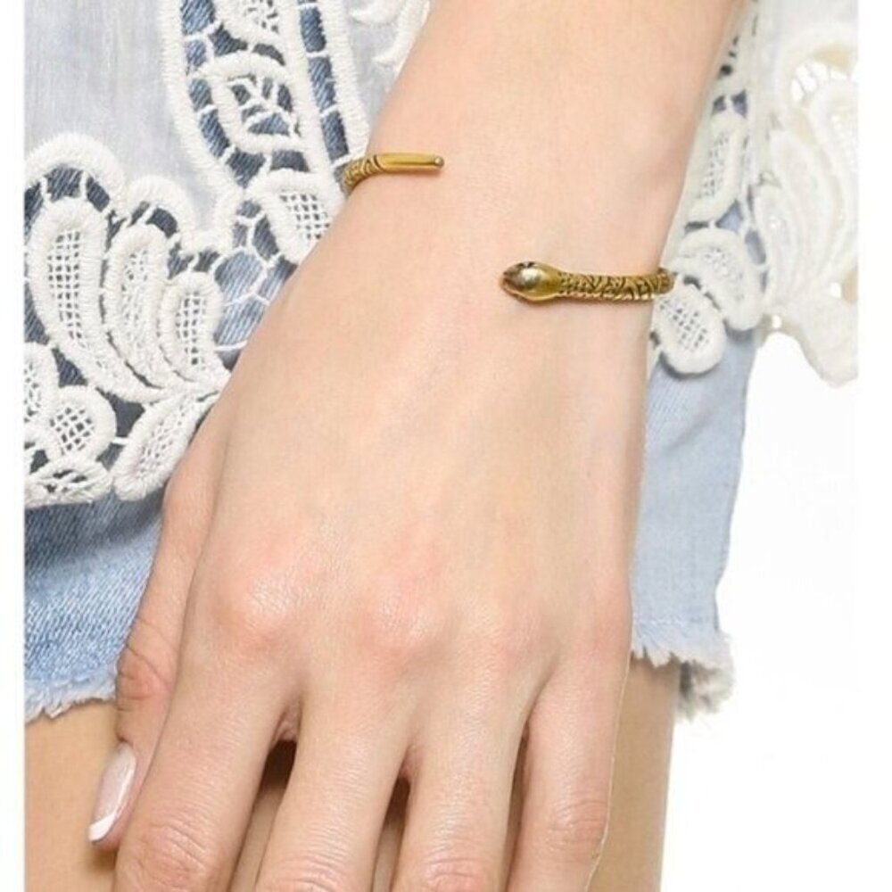 NEW Madewell Gold Snake Cuff Brass Open End Bracelet - Picture 2 of 7